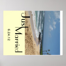 Juste noms mariés en affiche de sable