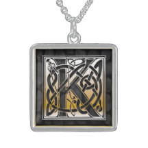 K-Anfangsmonogramm "keltische schwarze Stein" Hals