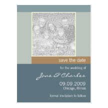 Kadett-Blau u. TAN-Foto Save the Date Postkarten