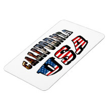 Kalifornien-Bild und USA-Flaggen-Text Magnet