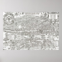 Karte 1576 von Zürich die Schweiz Posterdrucke
