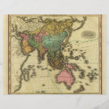 Karte 1825 von Asien durch Henry Tanner Flyerdesign