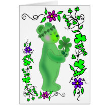 Karte-Irischer Kleeblatt-St PatrickTeddy