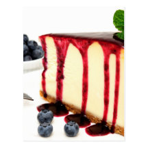 Käsekuchen und Blaubeeren Postkarte