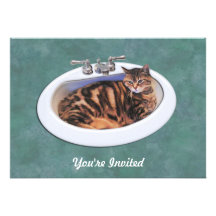 Katze in einer Wanne Individuelle Einladungskarten
