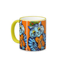 Katze mit Violine durch Schale Louis Wain