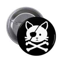 Katzen-Piraten-Knopf Anstecknadelbutton