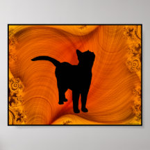 Katzen-Silhouette auf Fraktalportfolio-Größenplaka