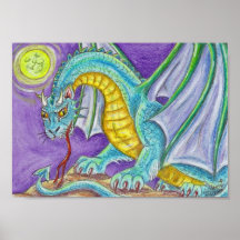 Katzen-Tatzen-Drache-Fantasie-Kunst Plakatdruck