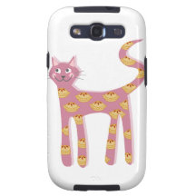 Kawaii pink cat with pie pattern galaxy SIII case