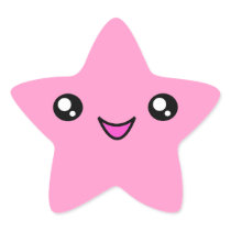 Kawaii stellen rosa Stern-Aufkleber gegenüber
