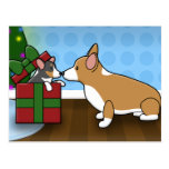Kawaii Weihnachtscorgi-Welpen-Geschenk Postkarten