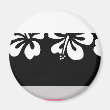 Ketmie blanche et cadeaux noirs d'Hawaï d'arrière  Aimants Pour Réfrigérateur