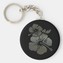 Ketmie texturisée noire et argentée métallique porte-clef