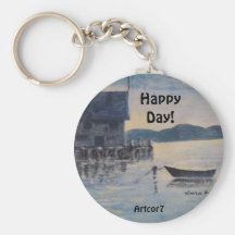 Keychain - BATEAU BLEU - jour heureux ! Porte-clefs