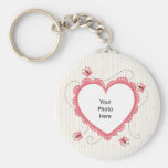 Keychain : Cadre rose de photo de coeur de dentell Porte-clés