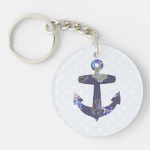 Keychain floral bleu d'ancre