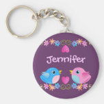 Keychain mignon avec des oiseaux, des coeurs et le porte-clés