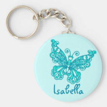 Keychain nommé bleu d'aqua de filles de papillon porte-clefs