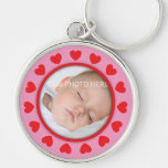 Keychain rose de cadre de photo d'amour de coeurs  porte-clés