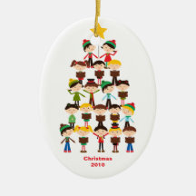Kinder, die Lied-Weihnachtsverzierung singen Weihnachtsbaum Ornamente