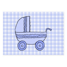 Kinderwagen. Hellblau auf Karo-Muster Visitenkarten Vorlage