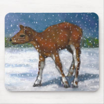 Kitz, Baby-Rotwild in SchneeSquall: Kunst im Paste