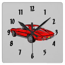 Klassische Auto-Rot-Korvette-Entwurfs-Wanduhr 1963