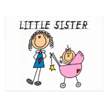 Kleine Schwester mit großen SIS-T-Shirts Postkarte