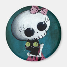 Kleines Fräulein Death - Hallowen Schönheit Kühlschrankmagnet