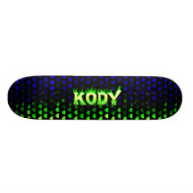 Kody grüner Feuer Skatersollie Skateboard. Bedrucktes Skateboard