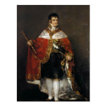 König Ferdinand VII von Spanien in seinen Roben vo Postkarten