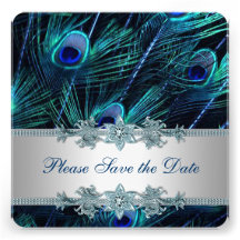 Königliches Blau-Silber-Pfau, der Save the Date We Individuelle Einladungskarte