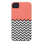 Korallenroter rosa Pfirsich-Farbblock Zickzack iPh iPhone 4 Case-Mate Hülle