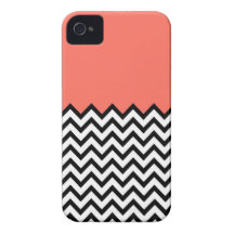 Korallenroter rosa Pfirsich-Farbblock Zickzack iPh iPhone 4 Case-Mate Hülle