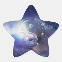 Kosmisches blaues Yin Yang Stickers