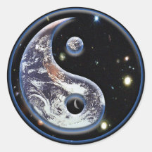 Kosmisches Yin Yang Runder Aufkleber