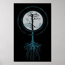 Krähe und ein Vollmond Plakatdrucke