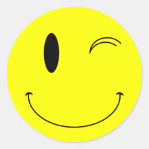 KRW-Gelb, das Smiley blinzelt Runder Sticker