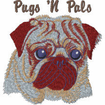 Kumpel der Mops-N stickten Mops-Gesichts-T-Shirts