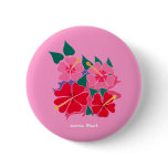 Kunst-Abzeichen-Knopf: Hibiskus-Rosa buttons