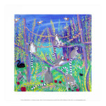 Kunst-Druck: KirschsammelnLemurs. Ring angebunden poster