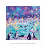 Kunst-Druck: Lila Penguin-Party poster