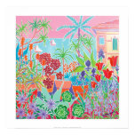 Kunst-Druck: Patchwork-Blumen und rosa Himmel Fran poster