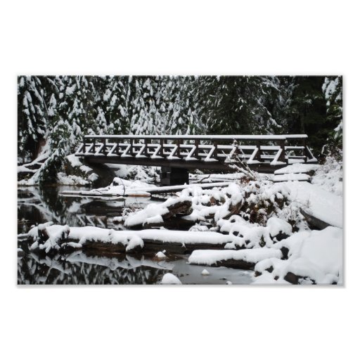 Kunst-Druck-Schnee-überdachte Brücke Fotografien