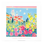 Kunst-Plakat: Errötender rosa Himmel über Menton poster