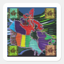 Künstlerische kanadische Karte und MapleLeaf Sticker