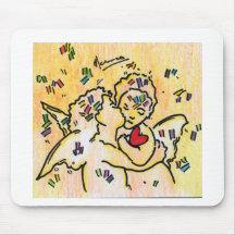 Küssen von Engeln mit der Herz-Liebe, die Mousepad