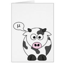 La vache indique le μ carte de vœux