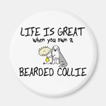 La vie est grand colley barbu magnets pour réfrigérateur